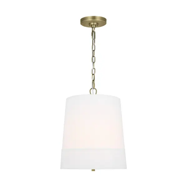 The Ivie pendant by Lauren Ralph Lauren delivers sophisticated coastal charm with its classic drum shade and Time Worn Brass finish. The etched glass diffuser creates a warm, ambient glow perfect for intimate spaces.