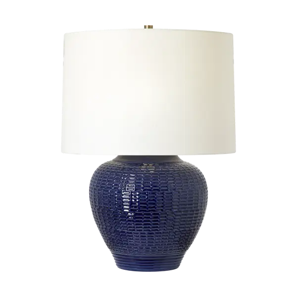 The Marcel Medium Table Lamp combines artisanal crystal craftsmanship with a striking cobalt blue finish, creating a sophisticated focal point for contemporary interiors. Its medium scale makes it versatile for bedrooms, living spaces, and offices.