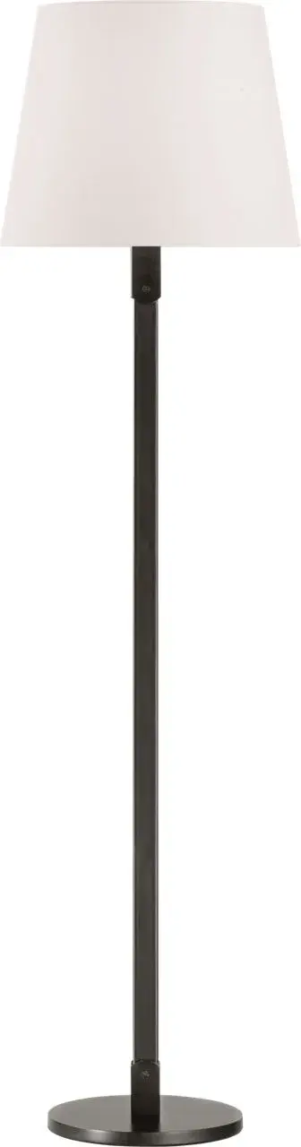 The Grayson Medium Floor Lamp combines industrial style with transitional versatility. Its aged iron finish adds character to any space while providing functional task lighting for reading or workspace illumination. - alternate view