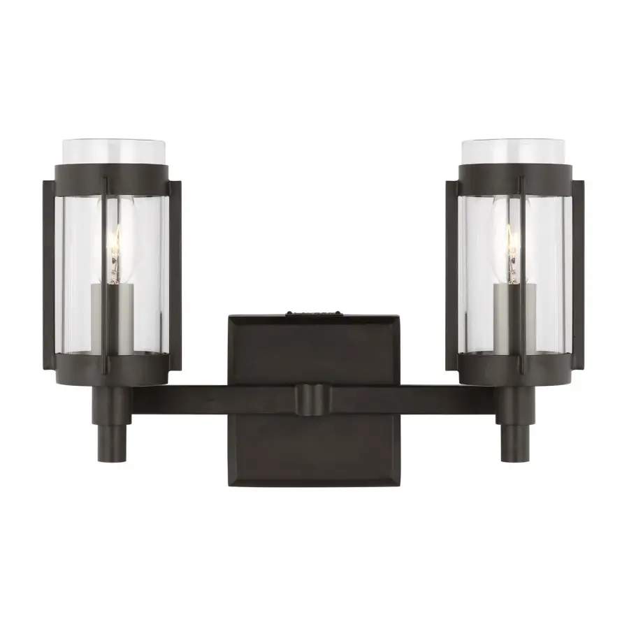 Flynn Two Light Bath Vanity in Aged Iron