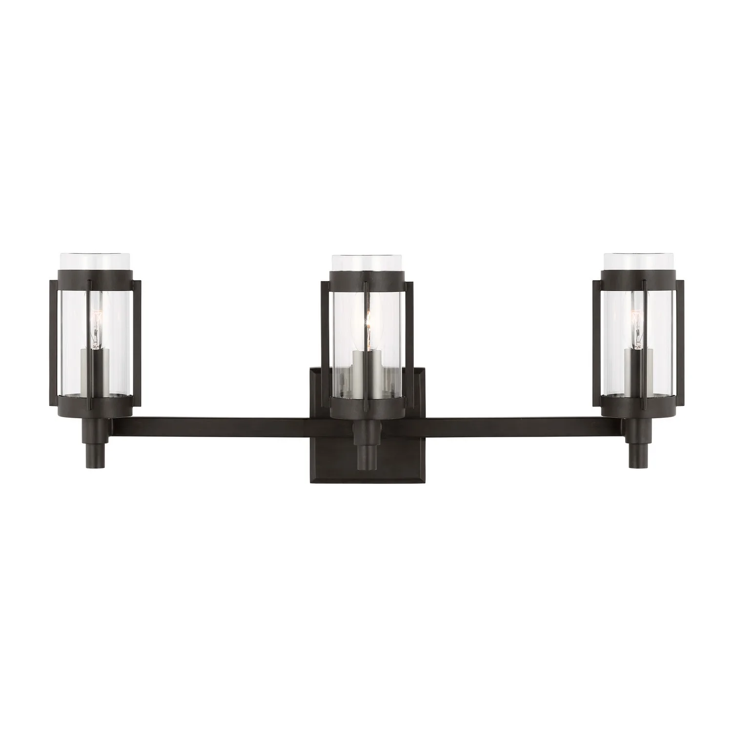 Flynn Three Light Bath Vanity in Aged Iron