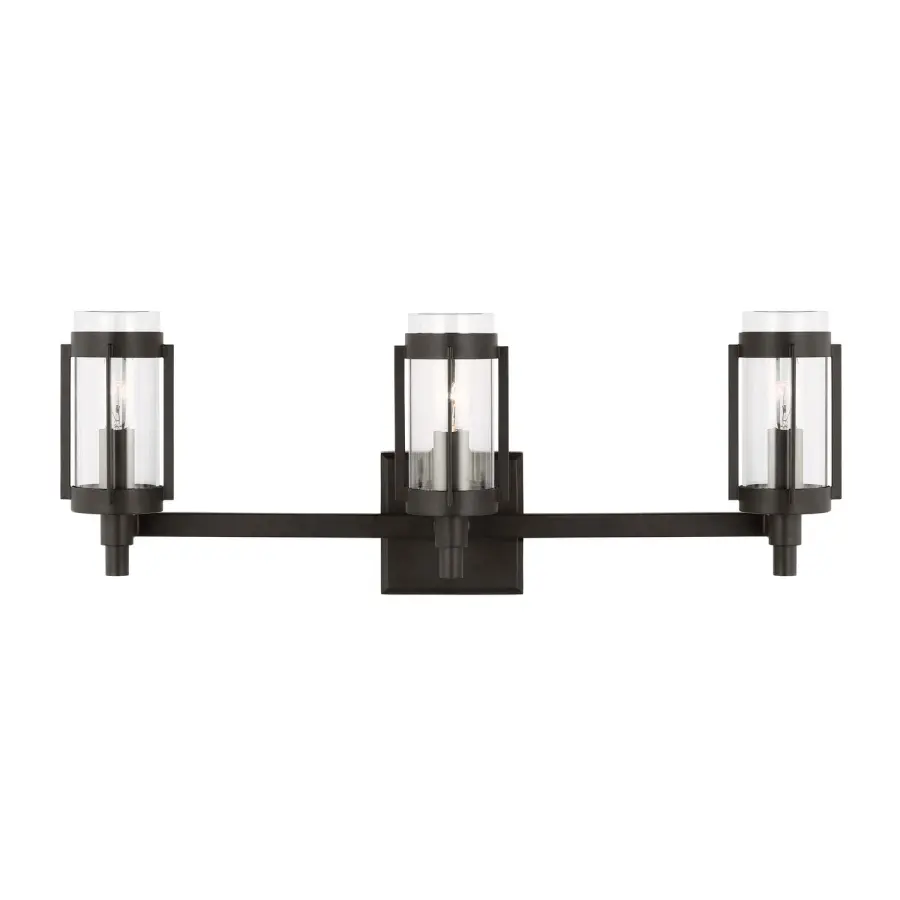 Flynn Three Light Bath Vanity in Aged Iron