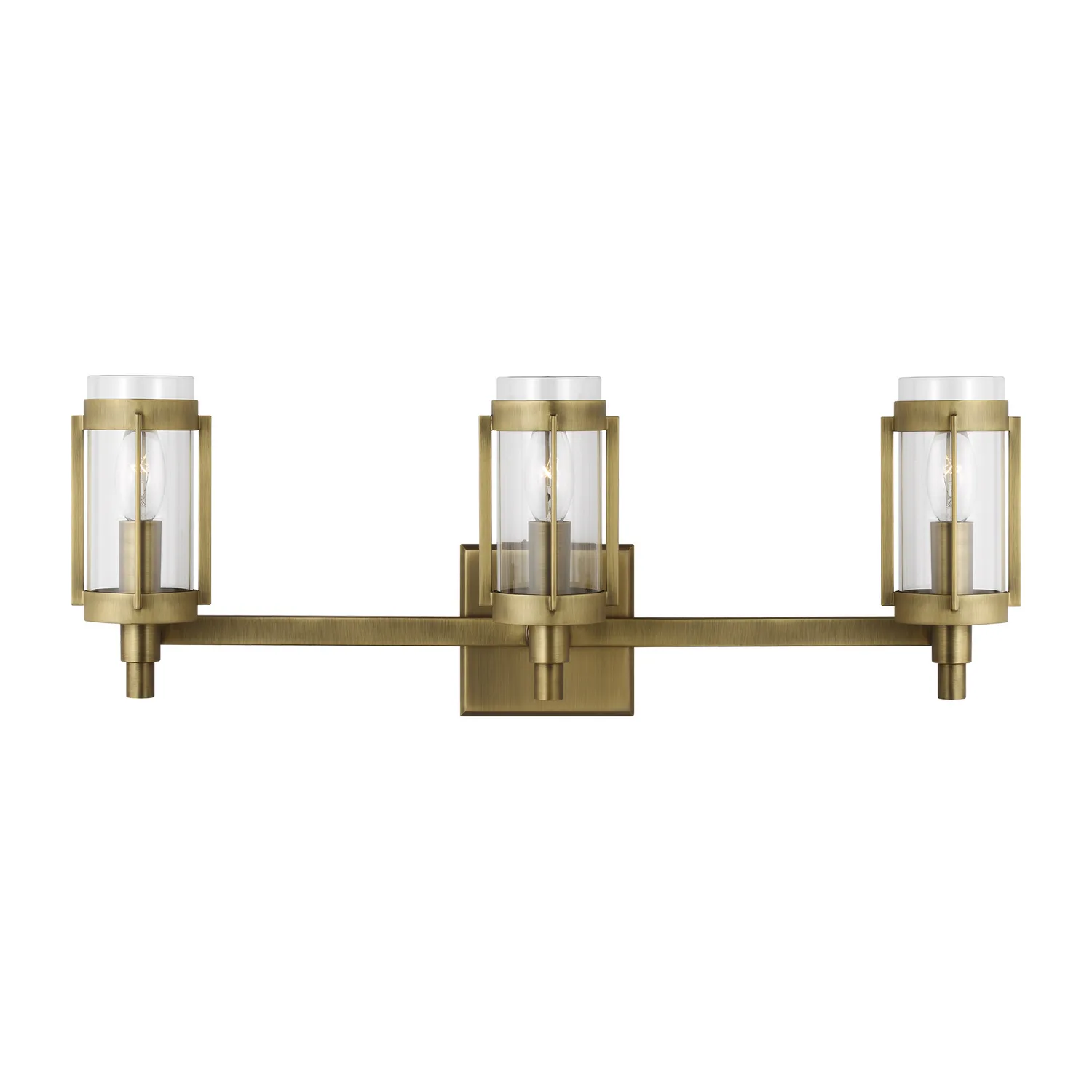 Flynn Three Light Vanity in Time Worn Brass