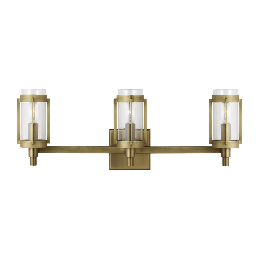 Flynn Three Light Vanity in Time Worn Brass