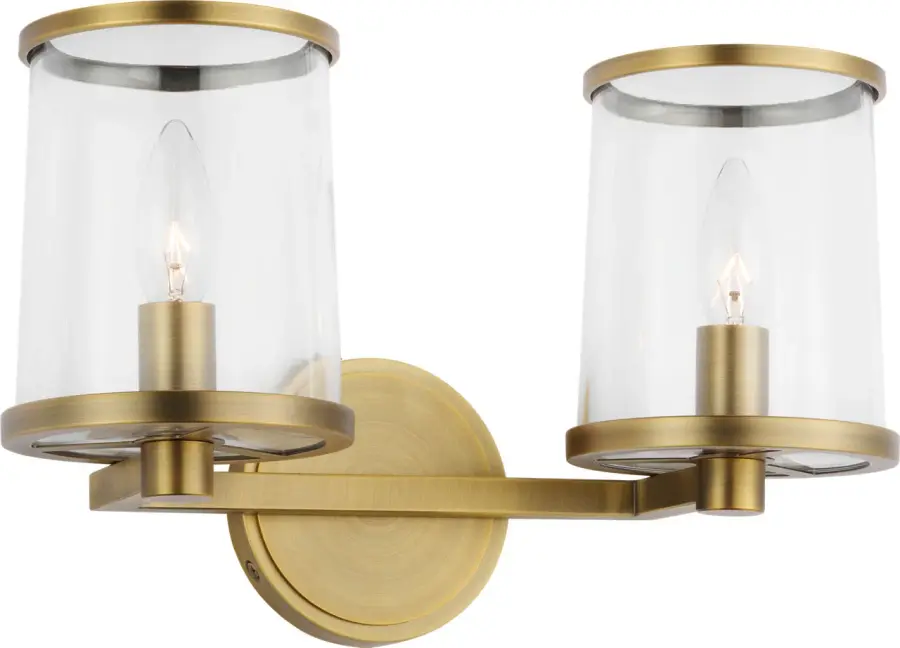 Reynolds Medium Vanity Light in Time Worn Brass - Image 1