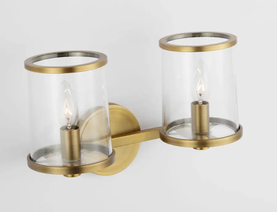 Reynolds Medium Vanity Light in Time Worn Brass - Image 4