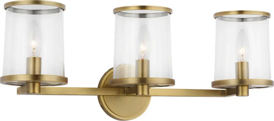 Reynolds Large Vanity Light in Time Worn Brass - Image 1
