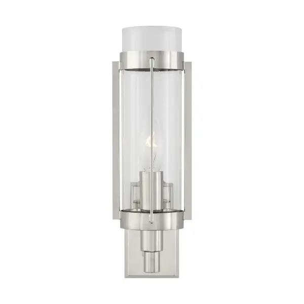 The Flynn sconce delivers authentic mid-century style with its vertical tube design and polished nickel finish. Compact at just over 10 inches tall, it provides focused lighting ideal for flanking mirrors or illuminating hallways.