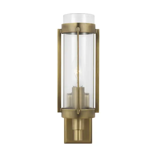 The Flynn sconce brings timeless mid-century style with clean geometric lines and a vertical glass tube. The Time Worn Brass finish adds warmth and character, making it ideal for bathrooms, bedrooms, and hallways.