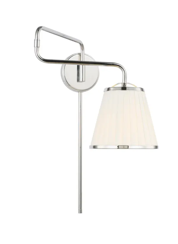 Esther One Light Swing Arm Wall Sconce in Polished Nickel