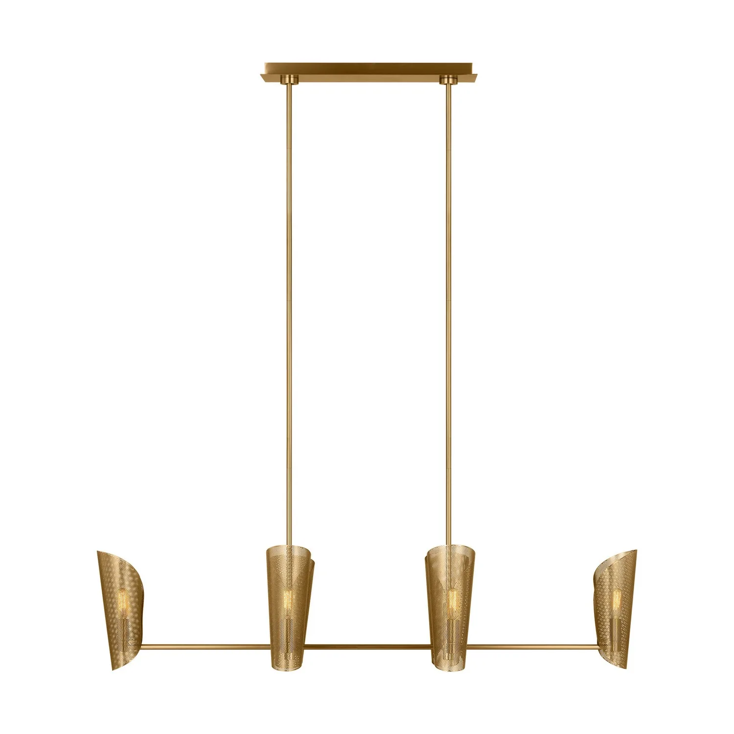 Plivot Six Light Linear Chandelier in Burnished Brass