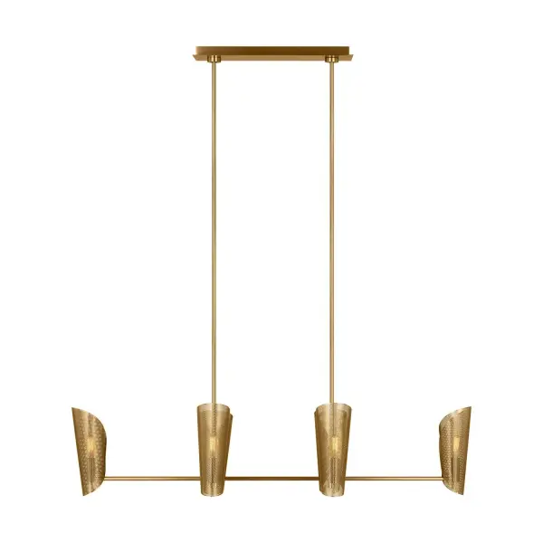 Plivot Six Light Linear Chandelier in Burnished Brass