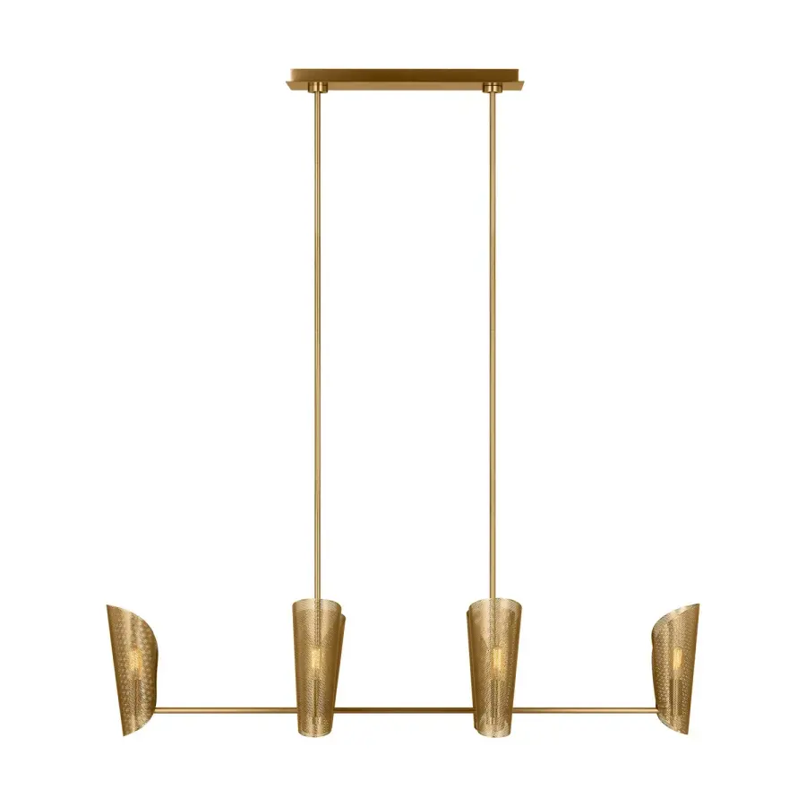 Plivot Six Light Linear Chandelier in Burnished Brass