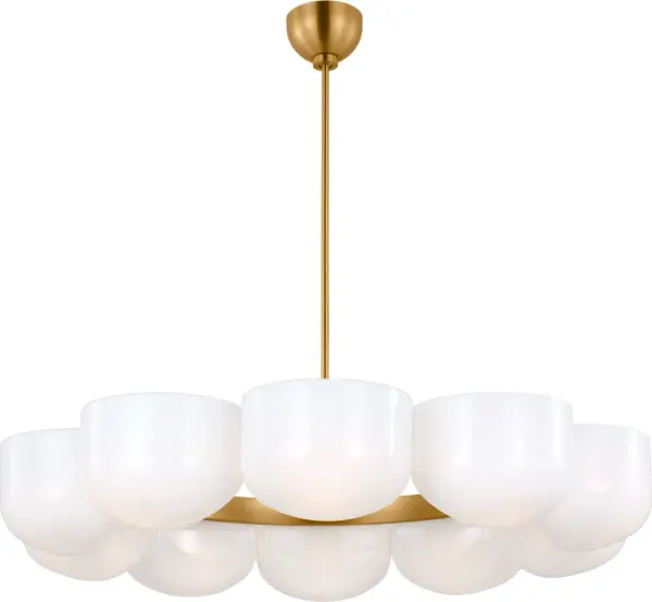 The Cheverny Large Chandelier brings sophisticated European elegance to grand spaces. Its burnished brass finish and substantial scale make it perfect for formal dining rooms and impressive entryways.