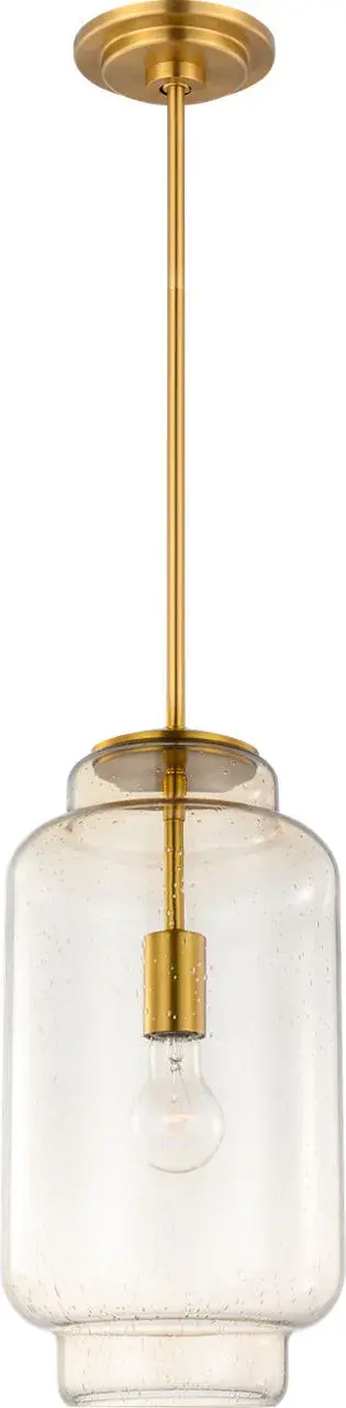 The Nodier 17" Pendant combines mouth-blown seeded glass with hand-finished burnished brass for a sophisticated Scandinavian aesthetic. Perfect alone or in multiples, it balances artisan craftsmanship with modern simplicity.