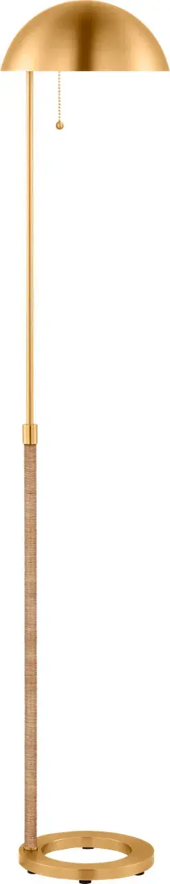 The Balleroy Medium Floor Lamp masterfully blends organic rattan with refined metallic finishes, creating a statement piece that's both functional and artistic. Its distinctive open-circle base and domed shade deliver soft ambient lighting.
