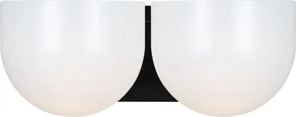 The Cheverny bath sconce by Christiane Lemieux brings 1940s French and Italian elegance to modern bathrooms. Its aged iron finish and milk glass shades create warm, flattering light perfect for vanity areas. - alternate view