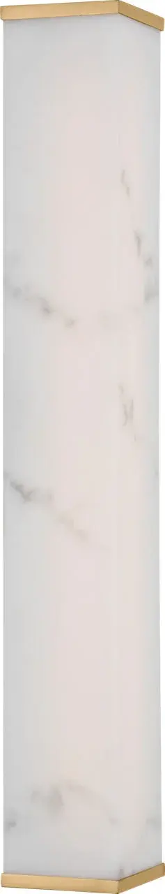 The Cleor 24" Sconce transforms functional lighting into sculptural art with its faux alabaster panel and burnished brass frame. Perfect for creating ambient sophistication in hallways, bathrooms, or living spaces.