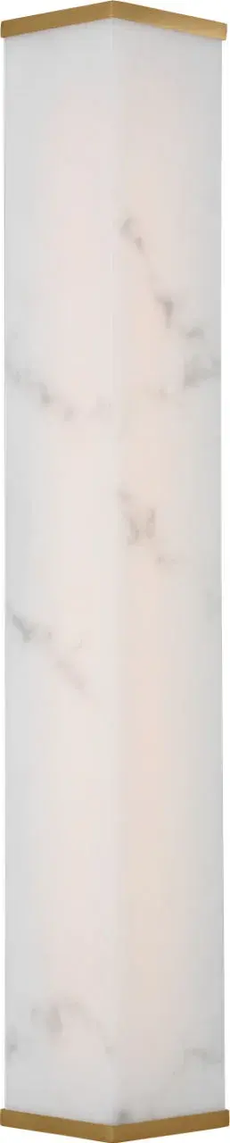 The Cleor 24" Sconce transforms functional lighting into sculptural art with its faux alabaster panel and burnished brass frame. Perfect for creating ambient sophistication in hallways, bathrooms, or living spaces. - alternate view