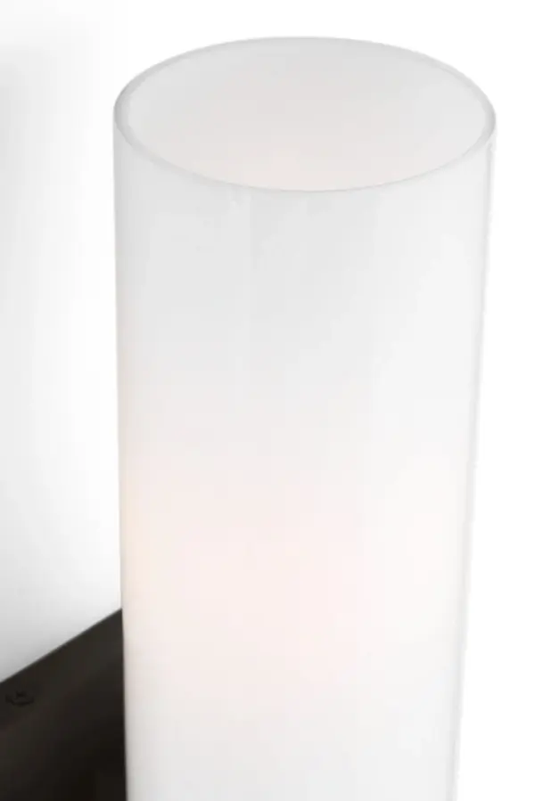 The Maroux 12" Sconce brings 1930s French design sophistication to modern interiors. Its opaline glass cylinder and aged iron finish create a refined interplay of light and shadow, perfect for hallways or flanking mirrors. - alternate view