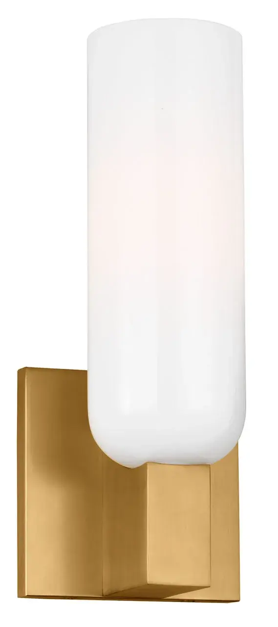 The Maroux 12" Sconce channels 1930s French design with its geometric precision and opaline glass cylinder. Hand-finished burnished brass creates subtle patina variation, making each piece unique. Perfect for hallways or paired installations.