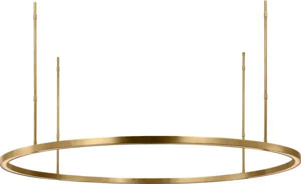 The Stagger Ring X-Large Chandelier makes a bold architectural statement with its geometric ring design and hand-rubbed antique brass finish. Premium 2700K LED with 90 CRI delivers warm, color-accurate lighting. - alternate view
