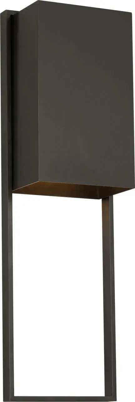 The Alude 24" Wall Sconce delivers refined industrial design in a compact form. Its durable bronze finish and minimal silhouette make it ideal for smaller spaces requiring visual sophistication with weather-resistant performance. - alternate view