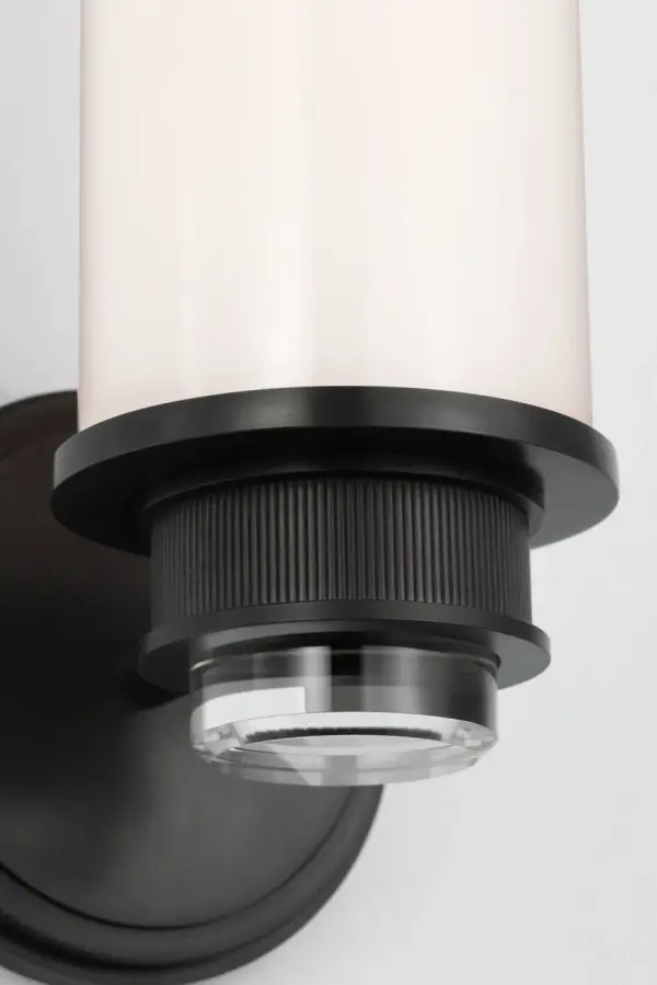 Percy 14" Single Bath Sconce in Bronze with White Glass - Image 6