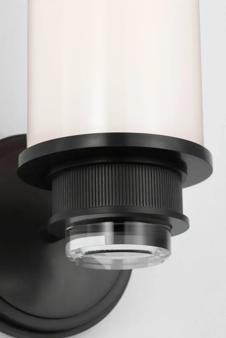 Percy 14" Single Bath Sconce in Bronze with White Glass - Image 6