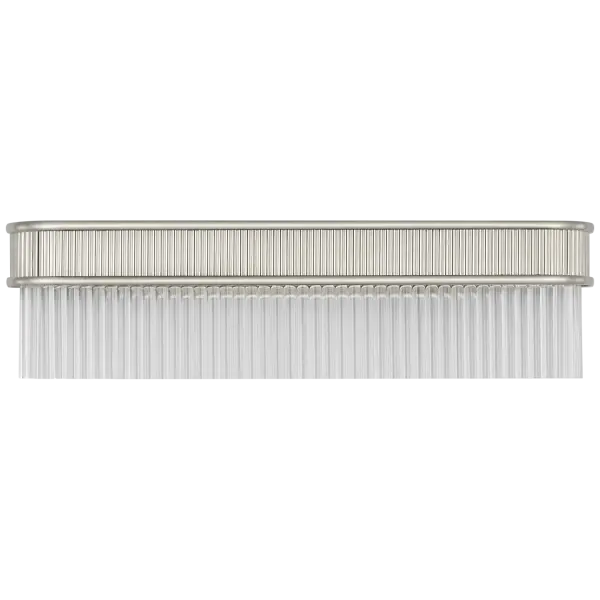 The Menil 24" Linear Sconce combines polished nickel hardware with elegant crystal rods to create a refined lighting statement. Perfect for modern bathrooms and hallways, this fixture delivers both ambient illumination and jewelry-like visual appeal.