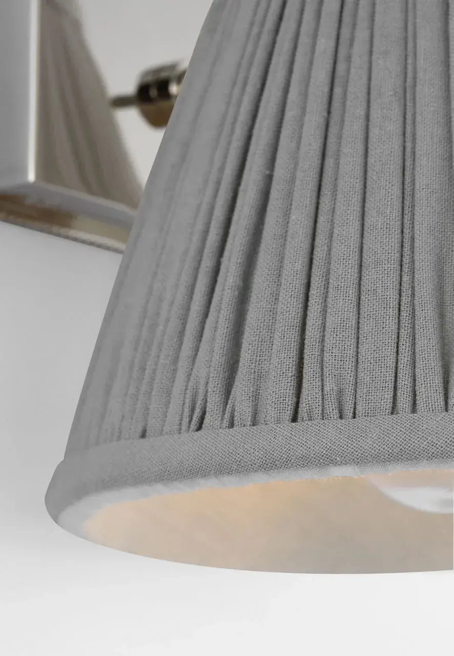 Wimberley Bedside Wall Light in Polished Nickel with Blue Linen Pleated Shade - Image 2