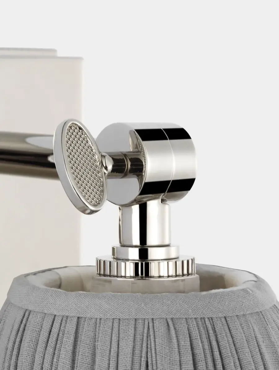 Wimberley Bedside Wall Light in Polished Nickel with Blue Linen Pleated Shade - Image 3