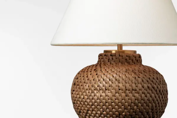 Avedon 11" Cordless Accent Lamp in Natural Rattan with Linen Shade - Image 3