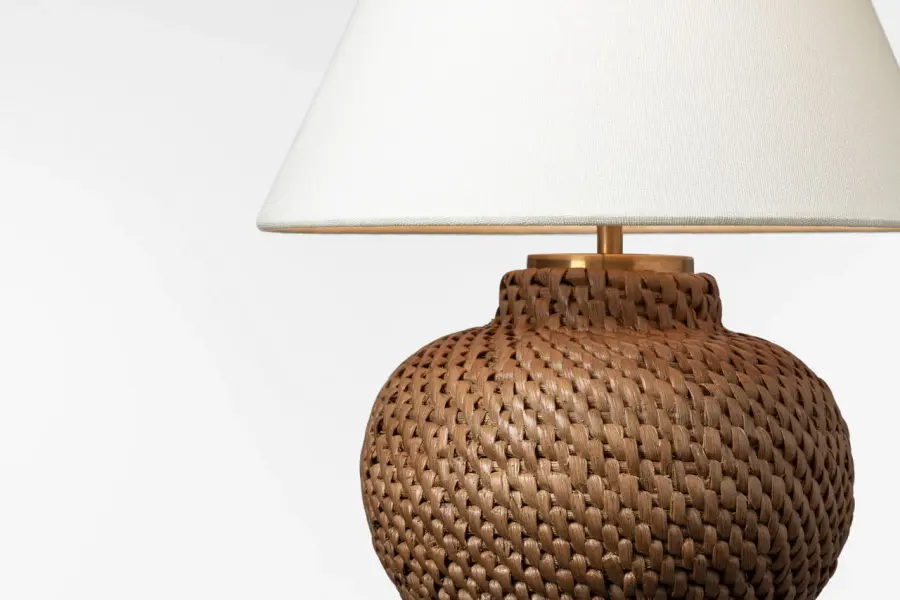 Avedon 11" Cordless Accent Lamp in Natural Rattan with Linen Shade - Image 3