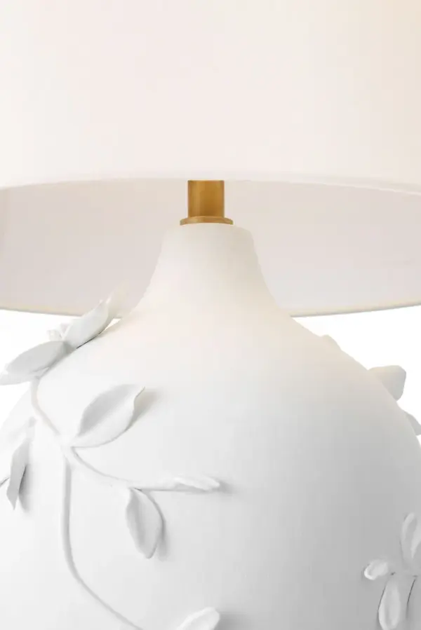 Elowen 28" Table Lamp in Plaster White with Linen Shade - Image 3