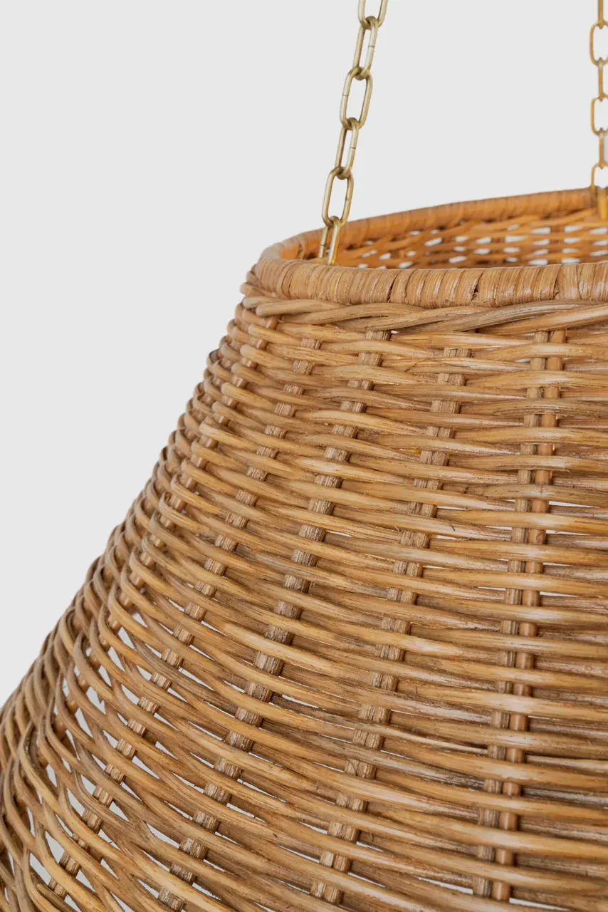 Corinne 24" Woven Hanging Shade in Soft Brass with Natural Wicker - Image 3