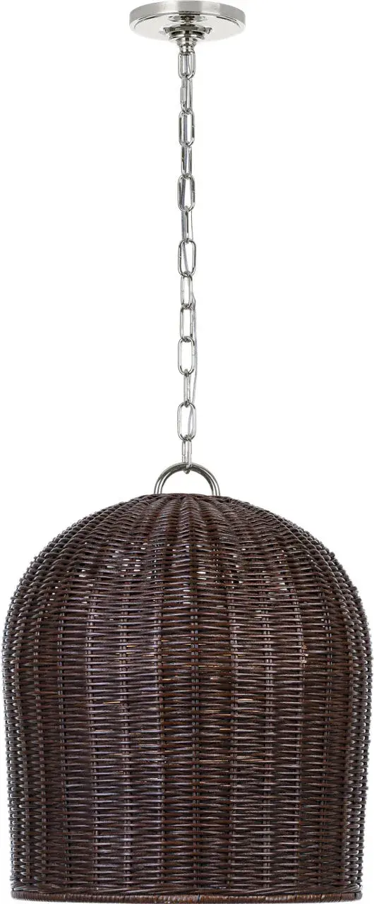Nancy 18" Woven Hanging Shade in Polished Nickel with Espresso Wicker - Image 2