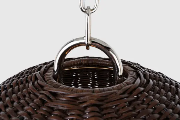 Nancy 18" Woven Hanging Shade in Polished Nickel with Espresso Wicker - Image 3