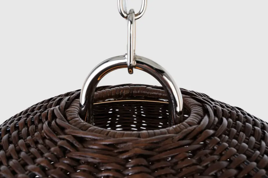 Nancy 18" Woven Hanging Shade in Polished Nickel with Espresso Wicker - Image 3