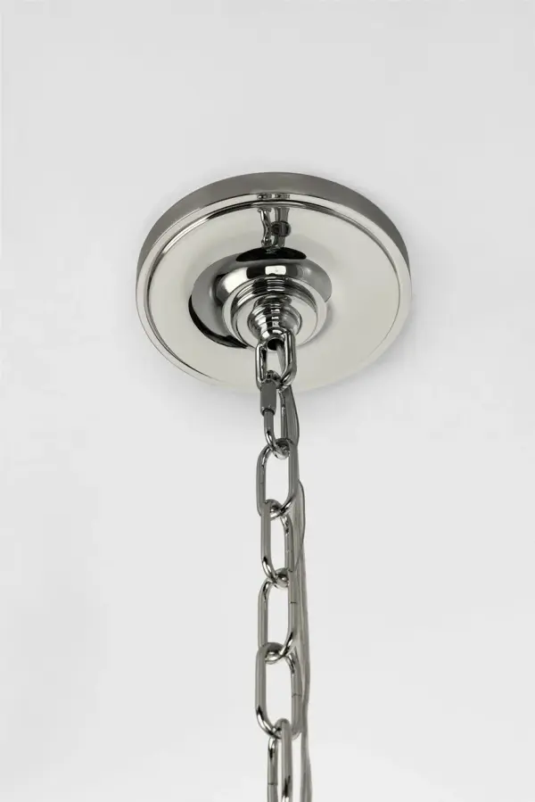 Nancy 25" Woven Hanging Shade in Polished Nickel with Espresso Wicker - Image 2