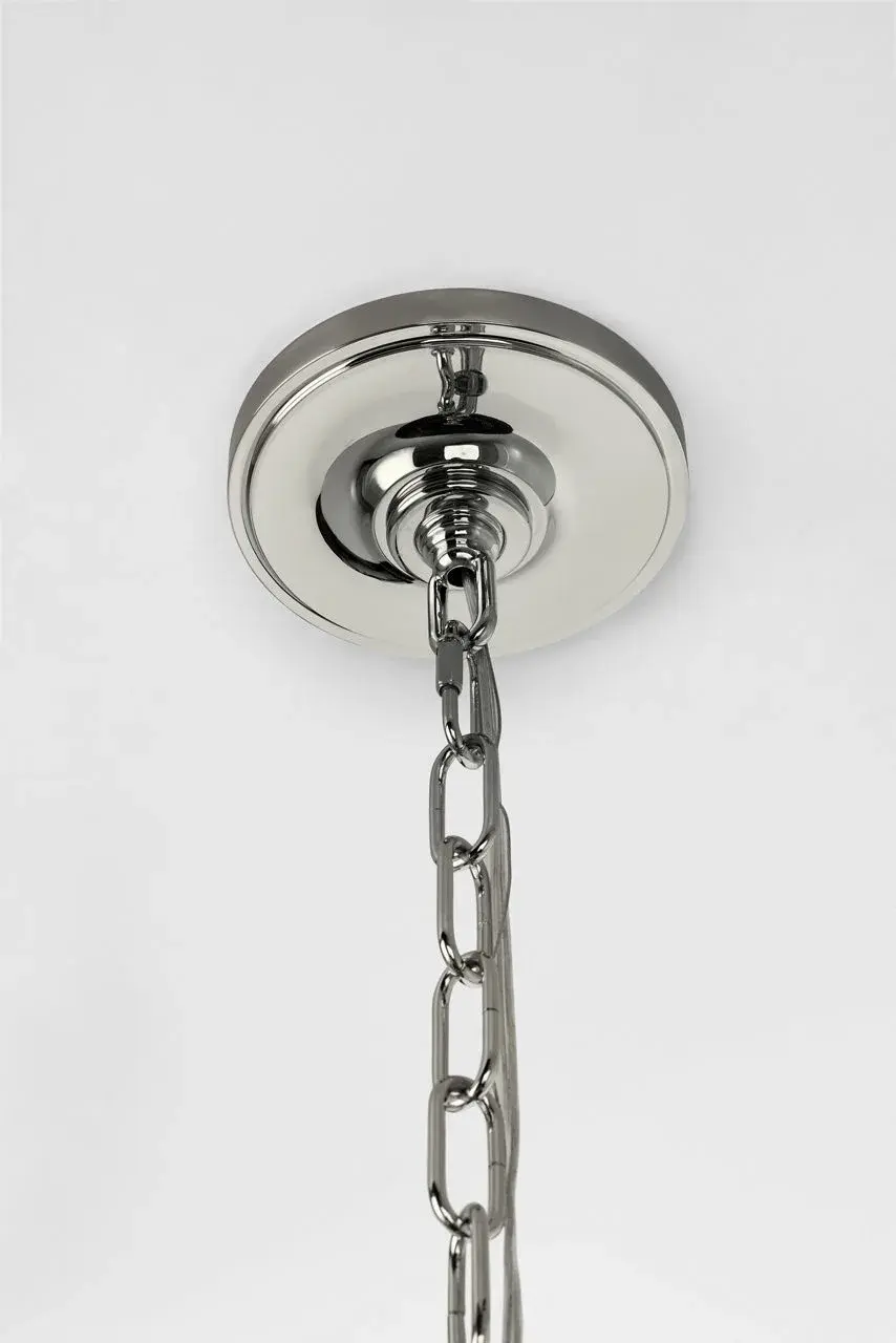 Nancy 25" Woven Hanging Shade in Polished Nickel with Espresso Wicker - Image 2