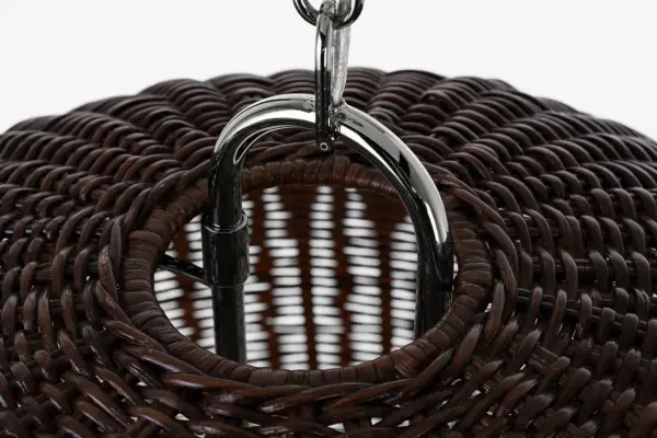 Nancy 25" Woven Hanging Shade in Polished Nickel with Espresso Wicker - Image 4