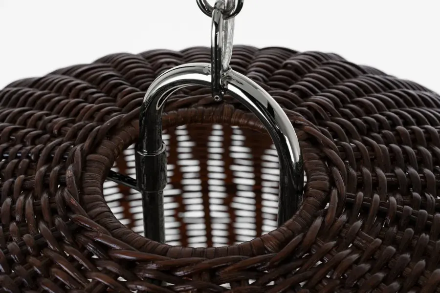 Nancy 25" Woven Hanging Shade in Polished Nickel with Espresso Wicker - Image 4