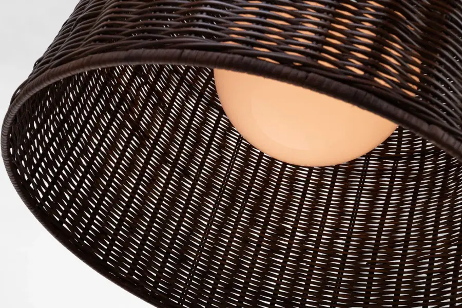 Nancy 25" Woven Hanging Shade in Polished Nickel with Espresso Wicker - Image 5