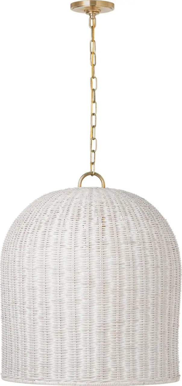 Nancy 25" Woven Hanging Shade in Soft Brass with White Wicker - Image 2