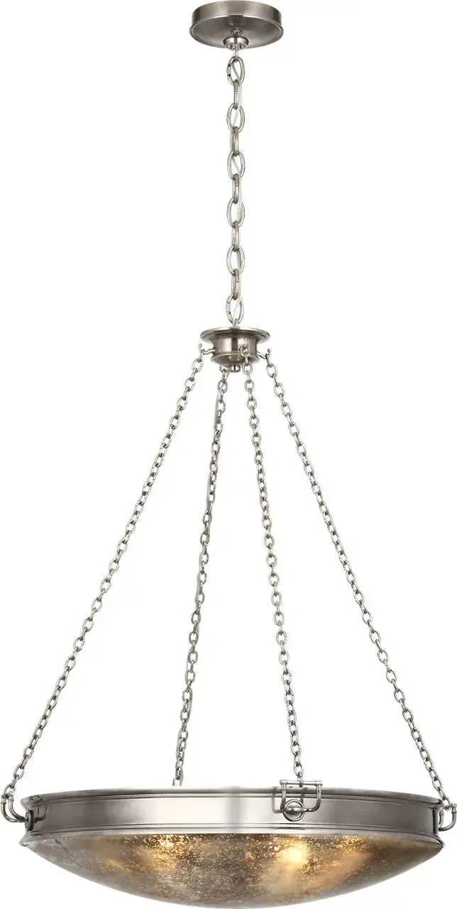 Quinn 28" Chandelier in Pewter with Antique Mercury Glass - Image 1