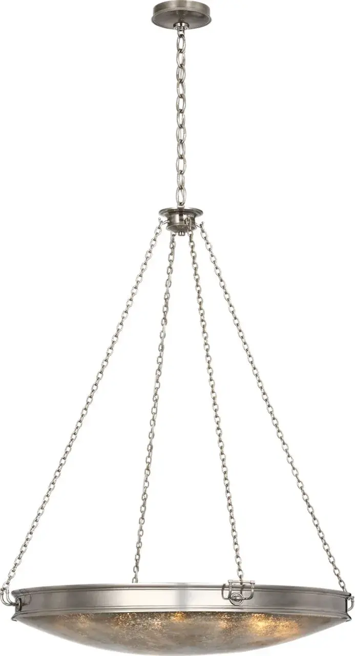 Quinn 35" Chandelier in Pewter with Antique Mercury Glass - Image 1