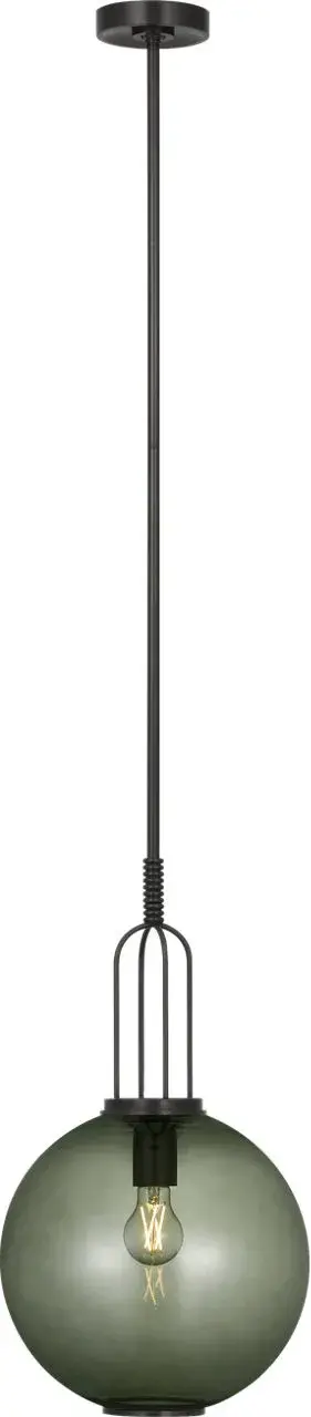 The Meir pendant combines rich bronze finish with elegant smoked glass for a refined lighting solution. Its 12-inch scale makes it ideal for kitchen islands, dining areas, or as an accent piece in smaller spaces.