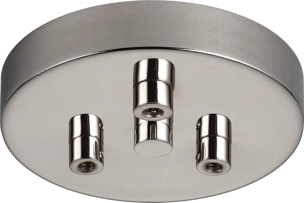 3-Light Multi-Port Canopy with Swag Hooks in Polished Nickel