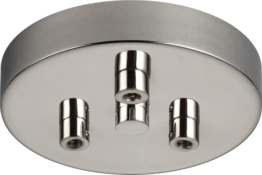 3-Light Multi-Port Canopy with Swag Hooks in Polished Nickel